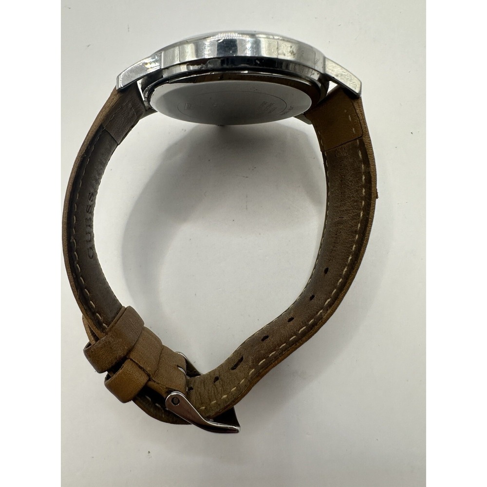 Guess Navy Blue Dial U0922G8 Brown Leather New Battery 39mm 8" Watch steel Q - Picture 11 of 12